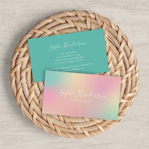 Carte De Visite Script moderne Unicorne Gradient Mix 2
