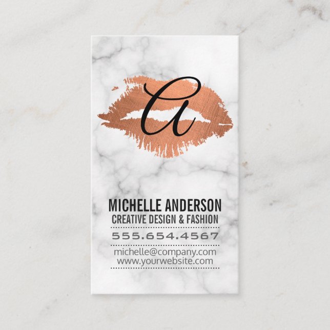 Carte De Visite Script Monogram Kiss Stain Marque (Devant)