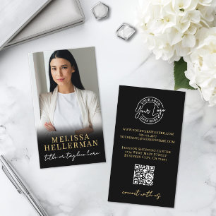 Carte De Visite Script Or Luxueux Photo Noir