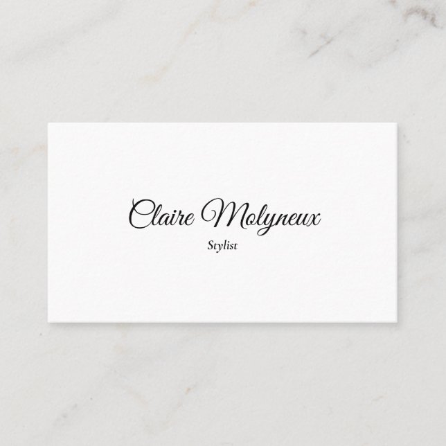 Carte De Visite Script professionnel noir et blanc simple (Devant)