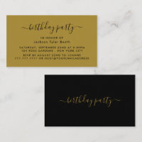 Script simple - Billet d'anniversaire noir et or