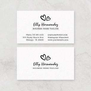 Carte De Visite Script Typewriter Coeur Logo Black Professional