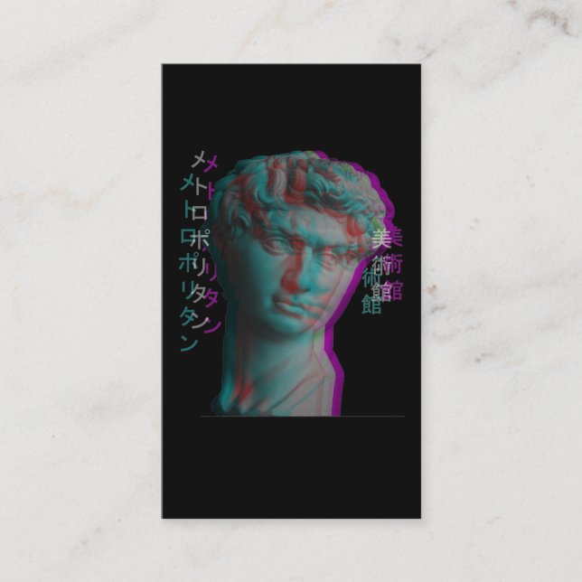 Carte De Visite Sculpture grecque antique Vaporwave Statue Head (Devant)