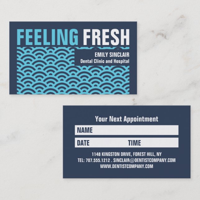 Carte De Visite Se sentir frais, rendez-vous dentiste (Devant / Derrière)