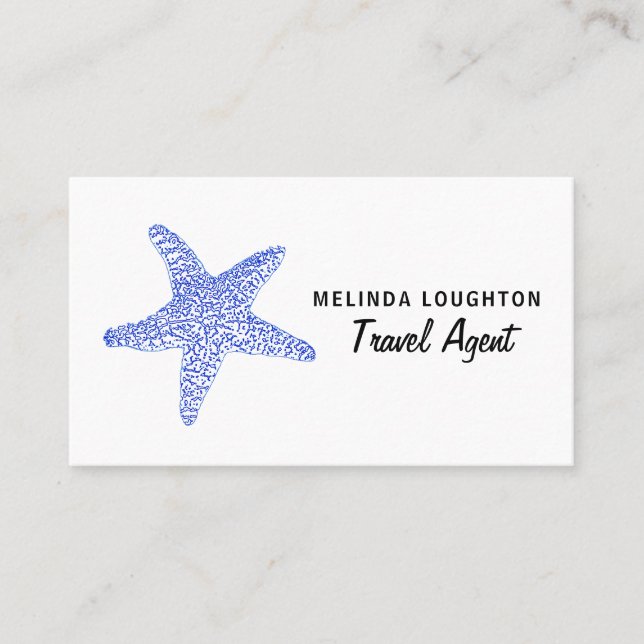 Carte De Visite Sea Blue Beach Starfish, Voyage et tourisme Affair (Devant)