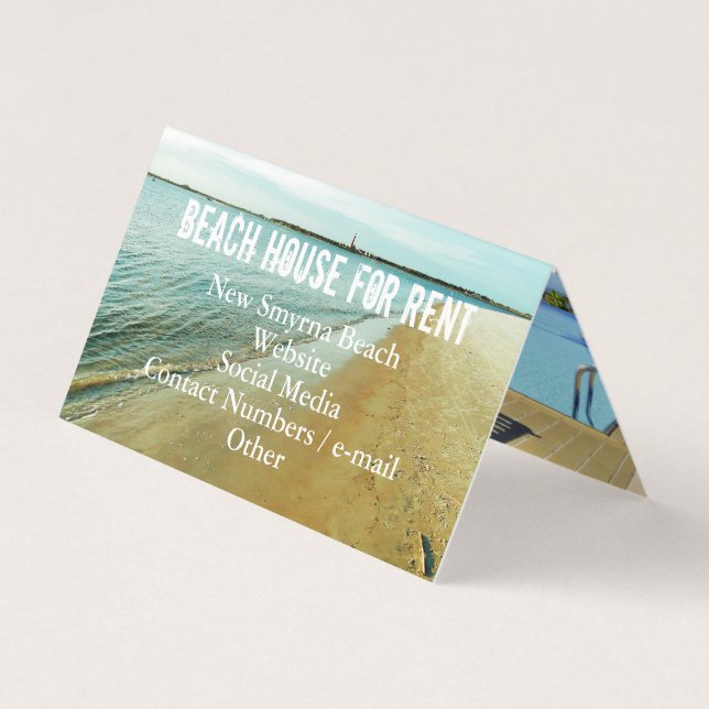 Carte De Visite Sea Coast Rental Property Standing Foled (Devant)