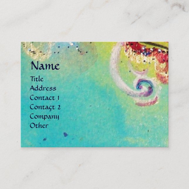 Carte De Visite SEA DRAGON, bleu jaune rose violet (Devant)