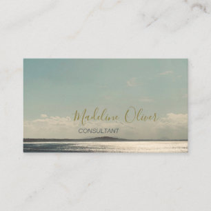 Carte De Visite Sea Sun Ocean Travel Blue Modern Design Gold