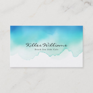Carte De Visite Sea Waves Watercolor Business Card 