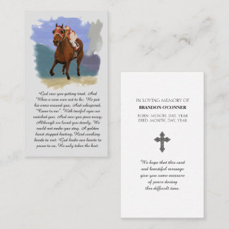 Carte De Visite Seabiscuit Racehorse Memorial Blessing Prayer Card
