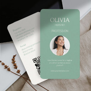 Carte De Visite Seafoam Green Photo Social QR Code