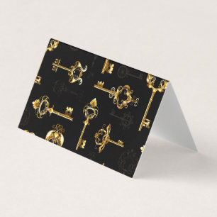 Carte De Visite Seamless Pattern with Golden Keys
