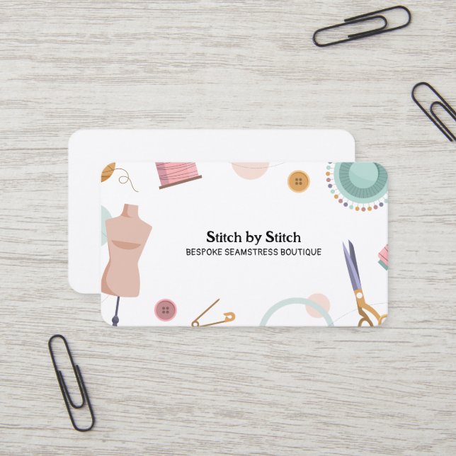 Carte De Visite Seamstress (Devant/Arrière en situation)