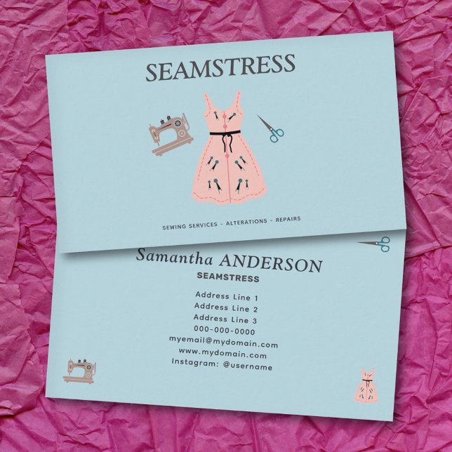 Carte De Visite Seamstress & Alterations Services (Seamstress & Alterations Services Business Card)