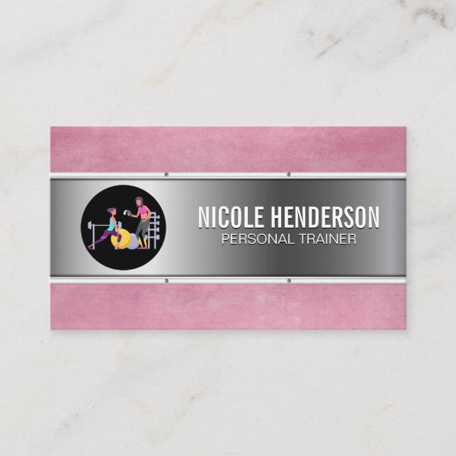 Carte De Visite Séance de formation personnelle | Grunge rose méta (Devant)