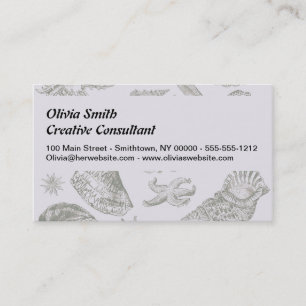 Carte De Visite Seashell Soft Antique Art Beach Shops