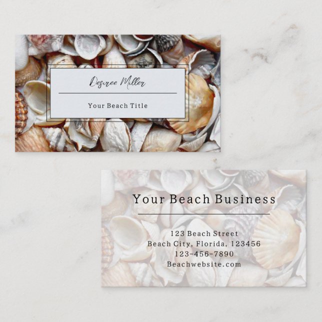 Carte De Visite Seashells Ocean Beach Belle (Devant / Derrière)