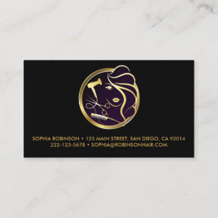 Carte De Visite Sèche-cheveux Styliste Gold Script Ciseaux Comb