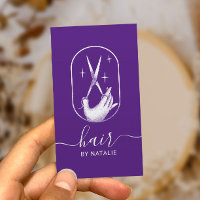 Sécheur de cheveux et logo main Purple Salon