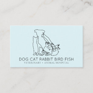 Carte De Visite Secourt bleue Vétérinaire Chien chat poisson lapin