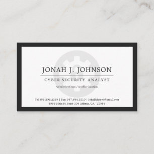 Carte De Visite Sécurité de réseau Style minimal BW Blk Bdr