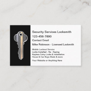 Carte De Visite Sécurité Locksmith Metallic House Thème clé