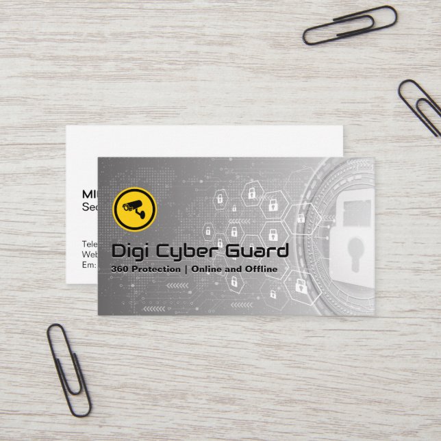 Carte De Visite Sécurité numérique | Cyber Tech Arrière - plan (Devant/Arrière en situation)