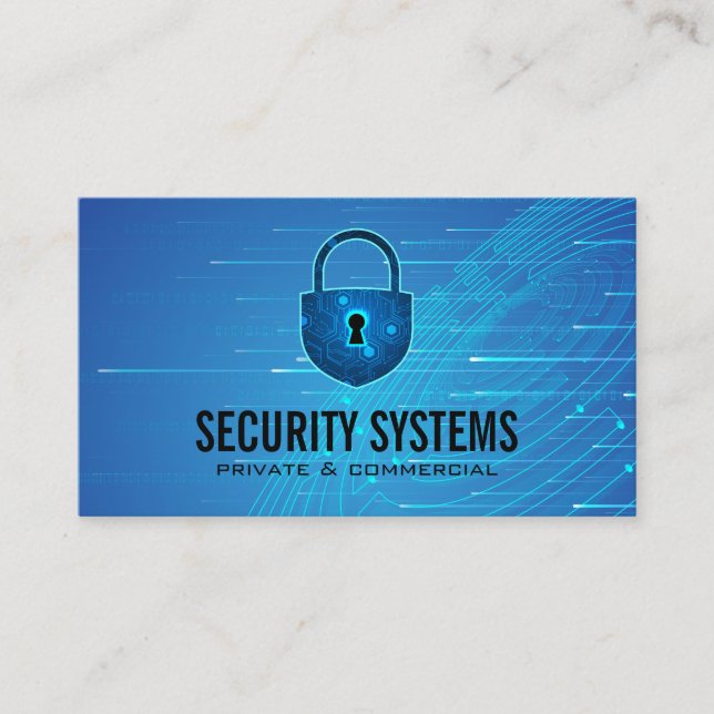 Carte De Visite Security Cyber Lock | Tech Background (Devant)