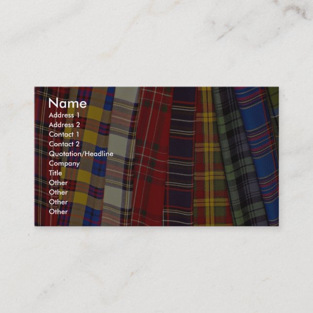 Carte De Visite Sélection des tartans (Devant)