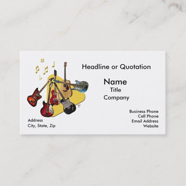 Carte De Visite Sélectionnez votre guitare (Devant)