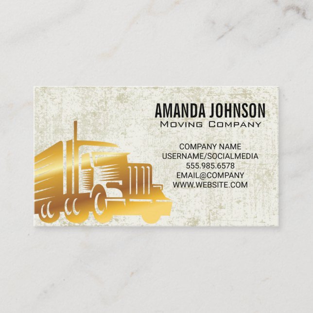 Carte De Visite Semi-camion en or | Grunge Arrière - plan (Devant)