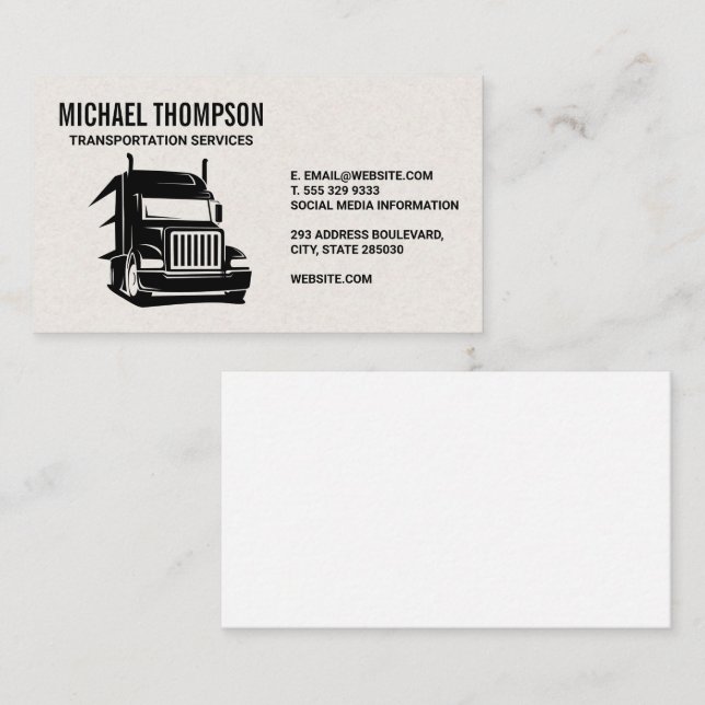 Carte De Visite Semi-camion | Industrie du camionnage | Logistique (Devant / Derrière)