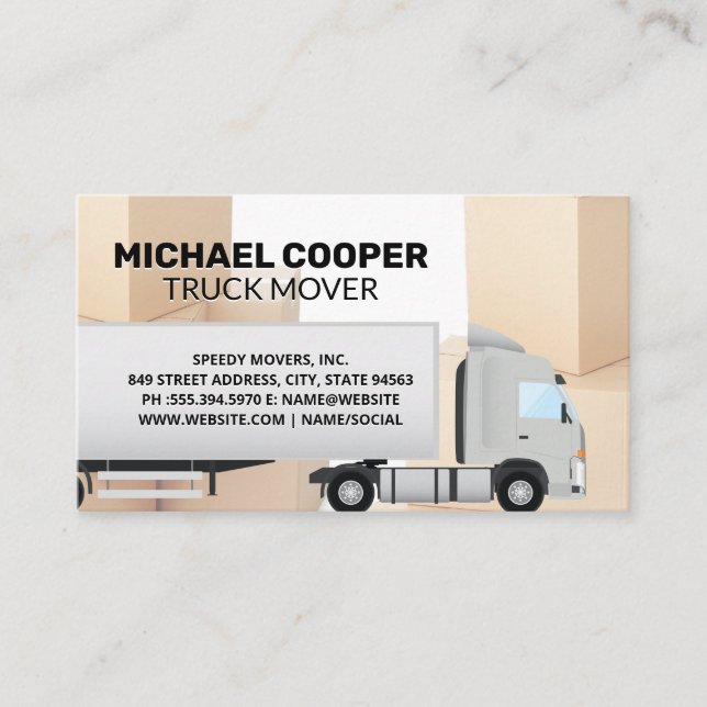 Carte De Visite Semi Truck | Movers | Moving Boxes (Devant)
