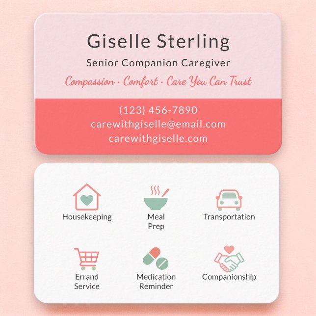 Carte De Visite Senior Care Companion Professional Caregiver (Créateur téléchargé)