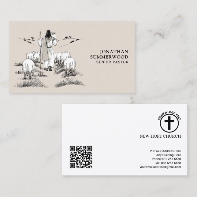 Carte De Visite Senior Pastor Business Card | Jesus the Shepherd (Devant / Derrière)