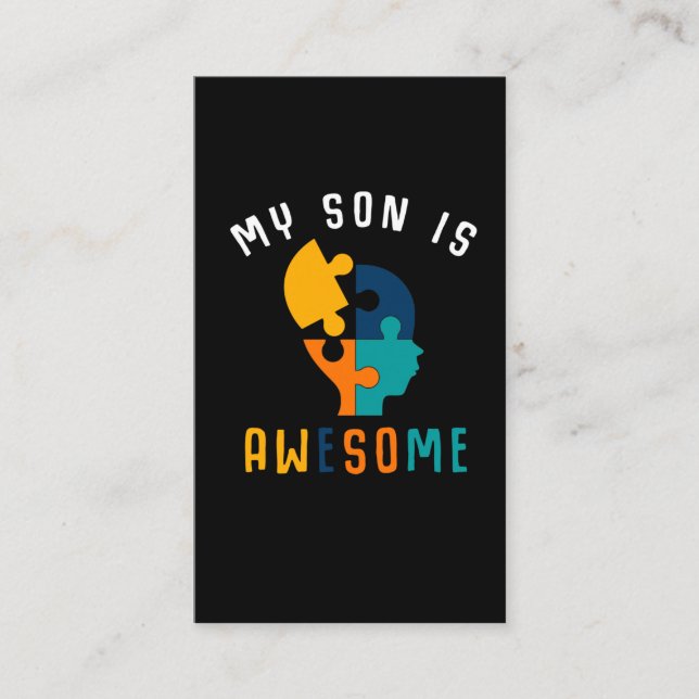 Carte De Visite sensibilisation sur l'autisme garçons Autistic Son (Devant)