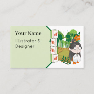 Carte De Visite Sentier de bambou & Mahjong Chibi chanceux