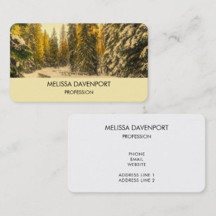 Carte De Visite Sentier enneigé hivernal avec pins