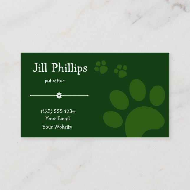 Carte De Visite Sentier vert pour animaux de compagnie (Devant)