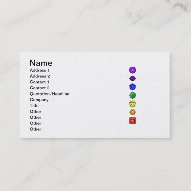 Carte De Visite Sept chakras verticaux (Devant)