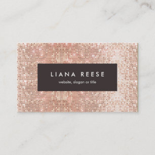 Carte De Visite Séquin d'or Rose moderne Salon de beauté Plaque Br