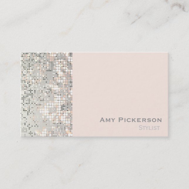 Carte de visite Sequins Blush Rose Pailletée Glamo (Devant)