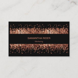 Carte De Visite Sequins Métallisés Cuivre sur Moderne Noir