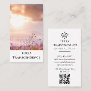 Carte De Visite Serene Beauté esthétique coucher de soleil rose QR