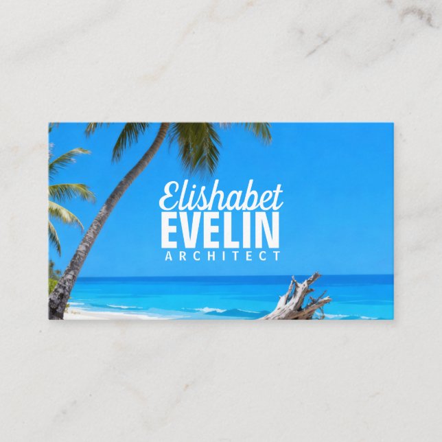 Carte De Visite Serene Blue Shore with Palms t321 (Devant)
