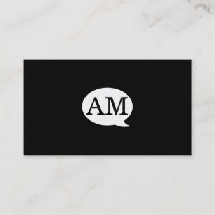 Carte De Visite Serif Type Monogram Talk Buble