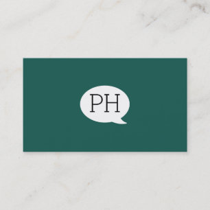 Carte De Visite Serif Type Monogramme Parler Bouteille Vert