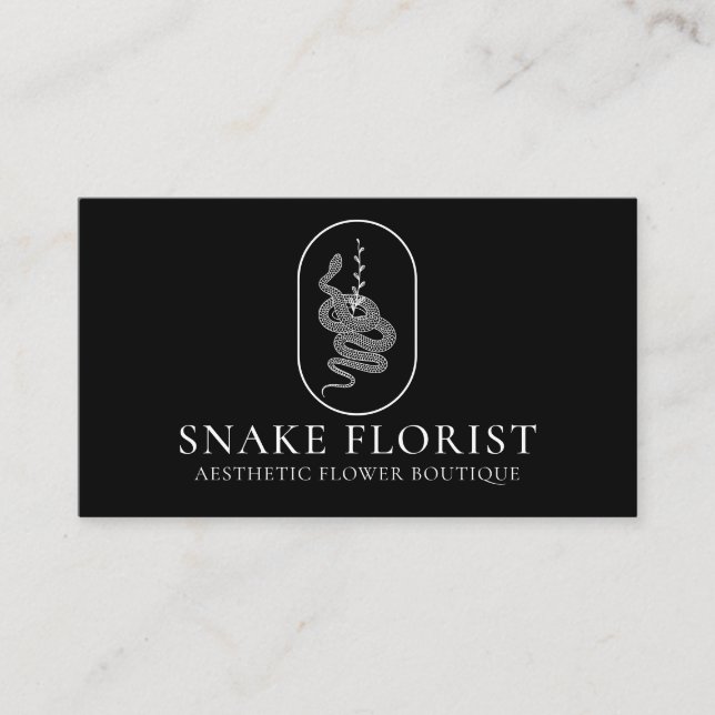 Carte De Visite Serpent à fleurs d'animaux noirs (Devant)