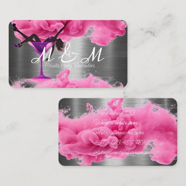 Carte De Visite Service Bar de votre événement Bar de soirée privé (Devant / Derrière)
