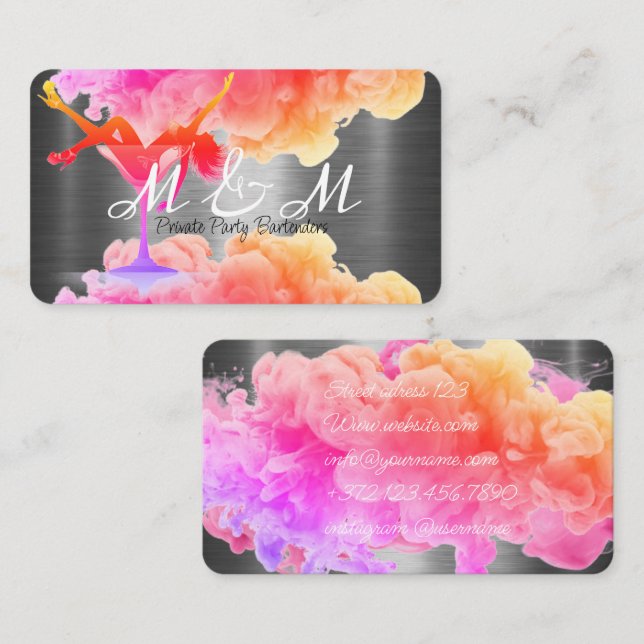 Carte De Visite Service Bar de votre événement Bar de soirée privé (Devant / Derrière)